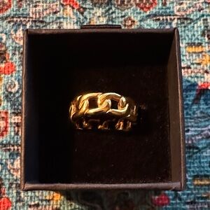 Gold Plated Stainless Steel Chain Link Ring - Bold Chunky Band NEW (8)